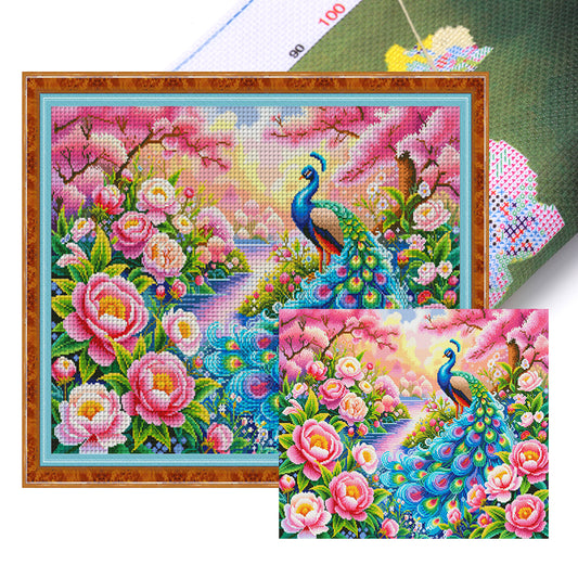 Flowers Bloom In Wealth And Prosperity - 11CT Stamped Cross Stitch 75*68CM(Mona Lisa Brand)