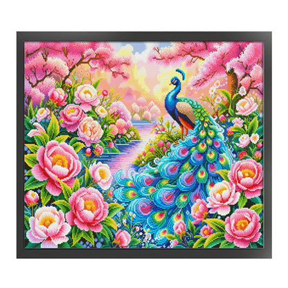 Flowers Bloom In Wealth And Prosperity - 11CT Stamped Cross Stitch 75*68CM(Mona Lisa Brand)