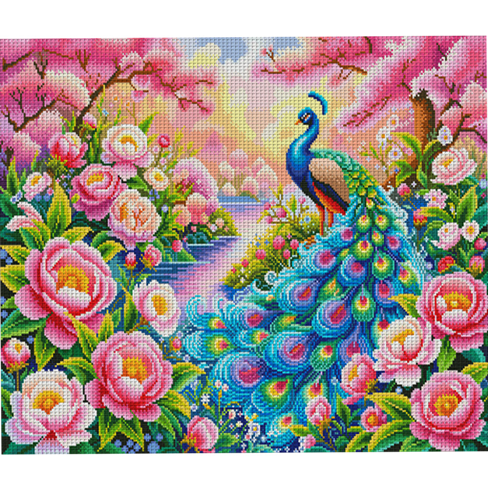 Flowers Bloom In Wealth And Prosperity - 11CT Stamped Cross Stitch 75*68CM(Mona Lisa Brand)