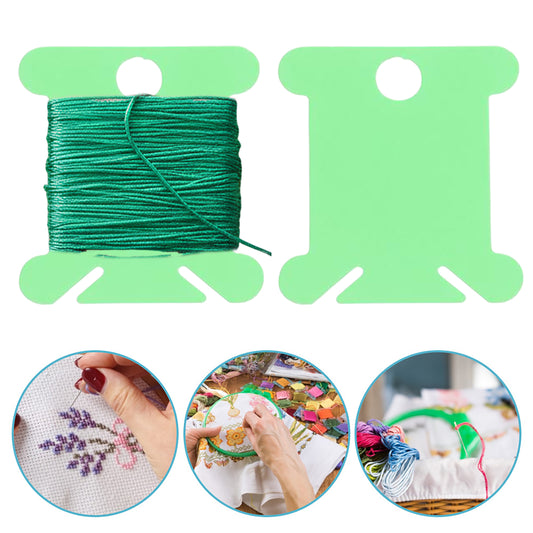 100 PCS Embroidery Floss Bobbins Plastic Embroidery Thread Cards (Frosted Green)