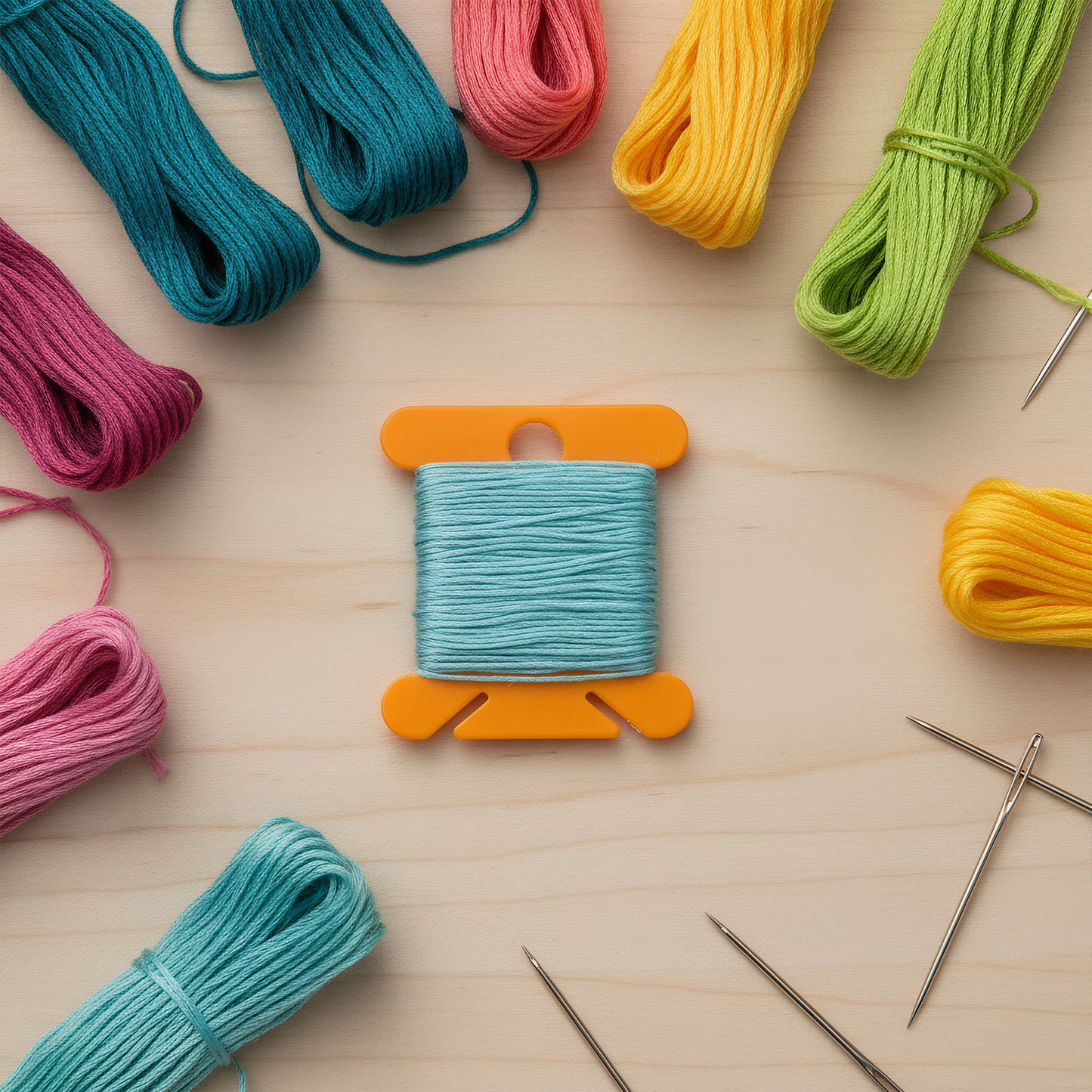 100 PCS Embroidery Floss Bobbins Plastic Embroidery Thread Cards (Orange)