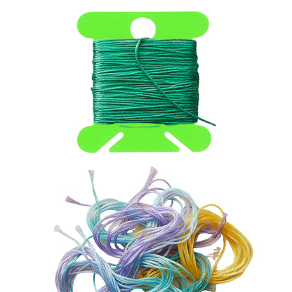 100 PCS Embroidery Floss Bobbins Embroidery Thread Cards (Fluorescent Green)