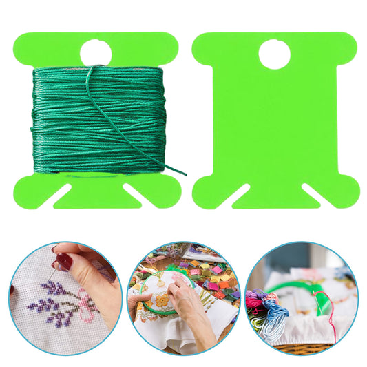 100 PCS Embroidery Floss Bobbins Embroidery Thread Cards (Fluorescent Green)