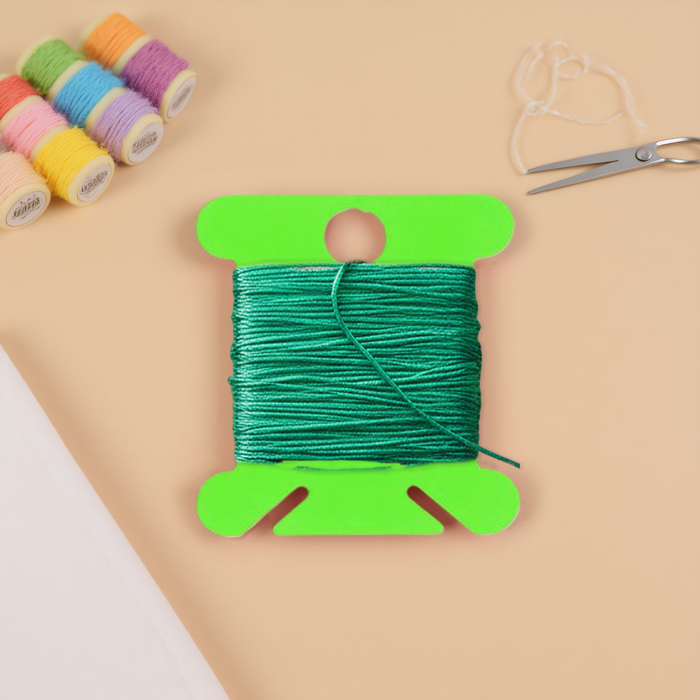 100 PCS Embroidery Floss Bobbins Embroidery Thread Cards (Fluorescent Green)