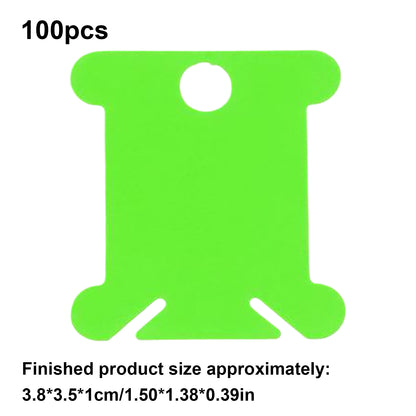 100 PCS Embroidery Floss Bobbins Embroidery Thread Cards (Fluorescent Green)