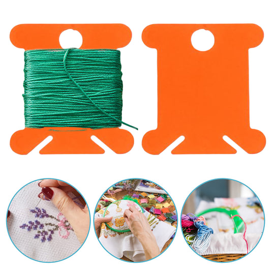 100 PCS Embroidery Floss Bobbins Plastic Embroidery Thread Cards (Orange Red)
