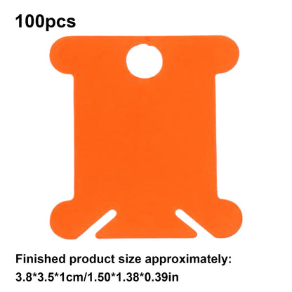 100 PCS Embroidery Floss Bobbins Plastic Embroidery Thread Cards (Orange Red)