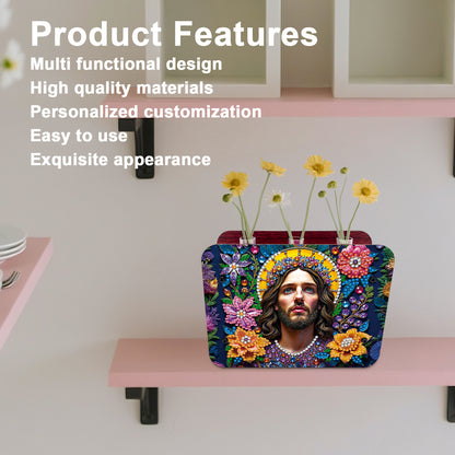 Jesus DIY Flower Vase Wooden Double Sided Desktop Diamond Art Kit for Home Decor