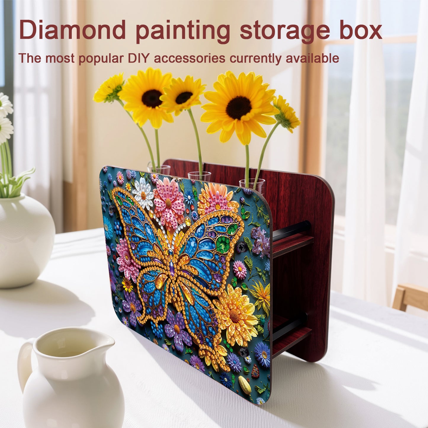 Butterfly DIY Flower Vase Wooden Double Sided Desktop Diamond Art Kit Home Decor