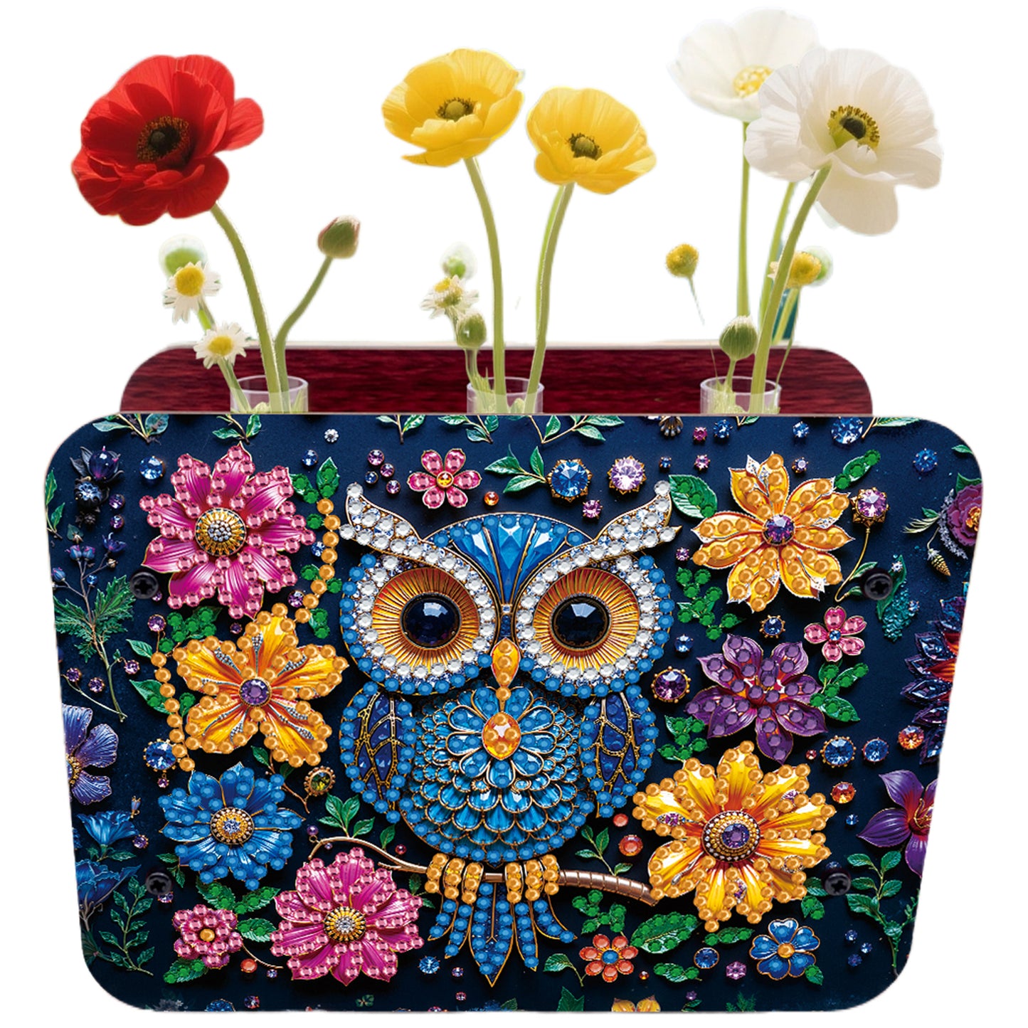Owl DIY Flower Vase Wooden Double Sided Desktop Diamond Art Kit for Home Decor