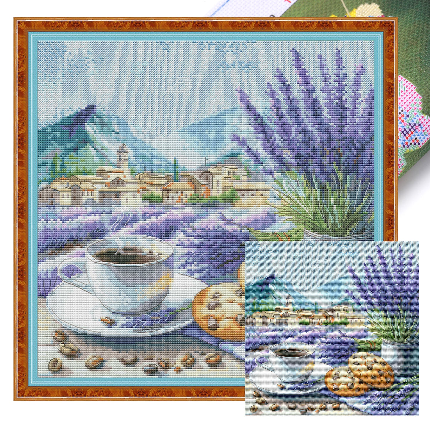Coffee Lavender - 14CT Stamped Cross Stitch 40*40CM (Egyptian cotton)(Fairy Brand)