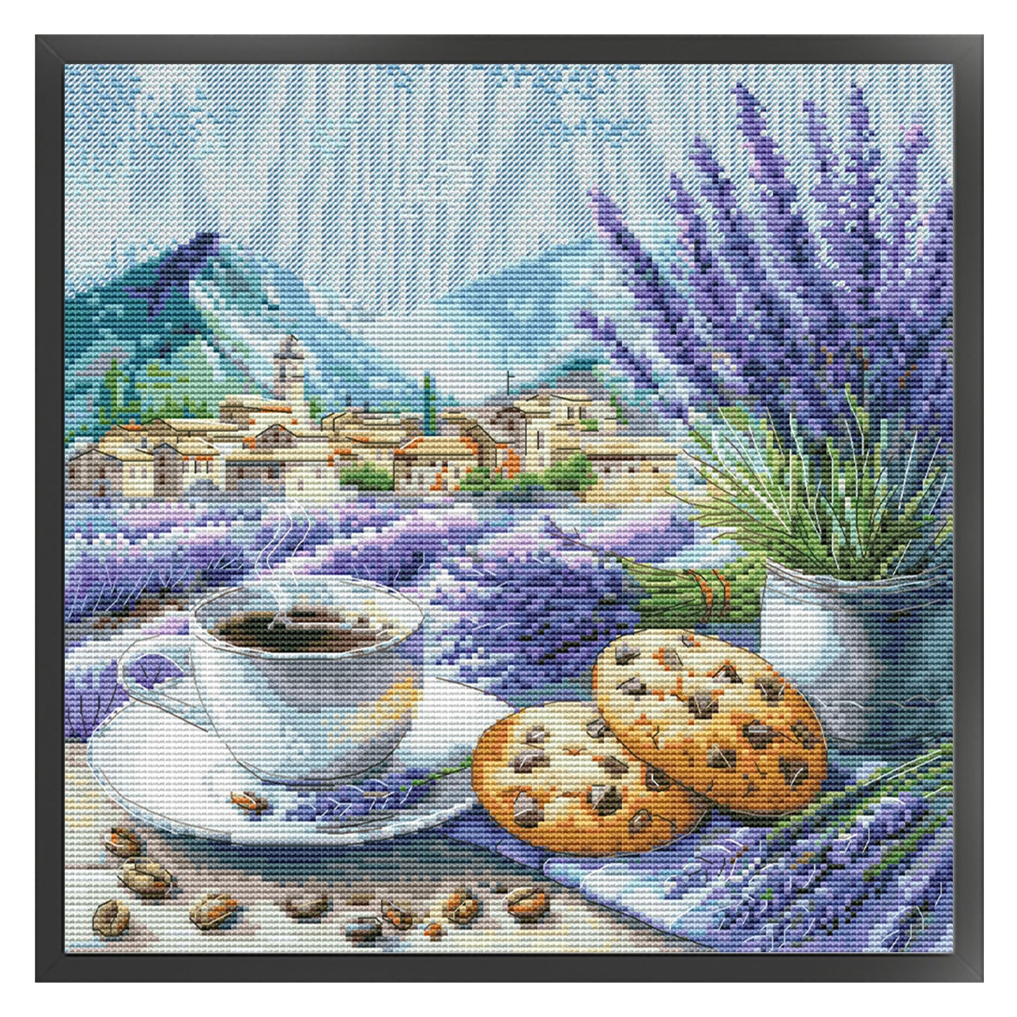 Coffee Lavender - 14CT Stamped Cross Stitch 40*40CM (Egyptian cotton)(Fairy Brand)