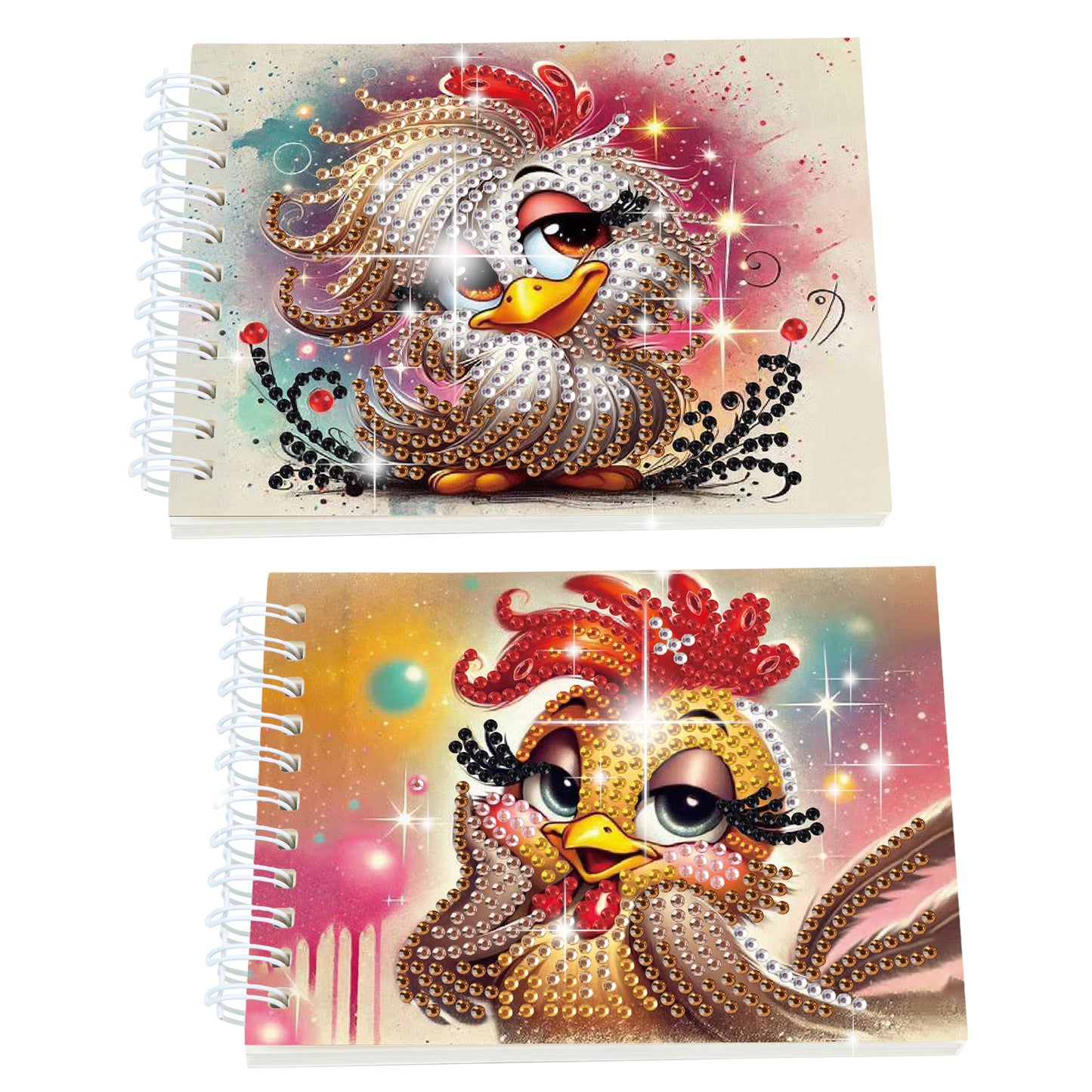 2 Pack Funny Chicken DIY Diamond Art Spiral Notebook Kit 80Pages No Lines Gifts