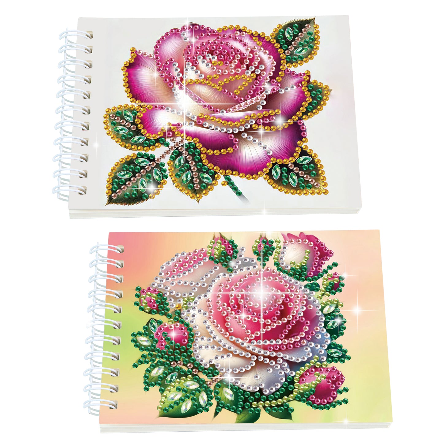 2 Pack Rose DIY Diamond Art Spiral Notebook Kit 80Pages No Lines Gifts for Adult