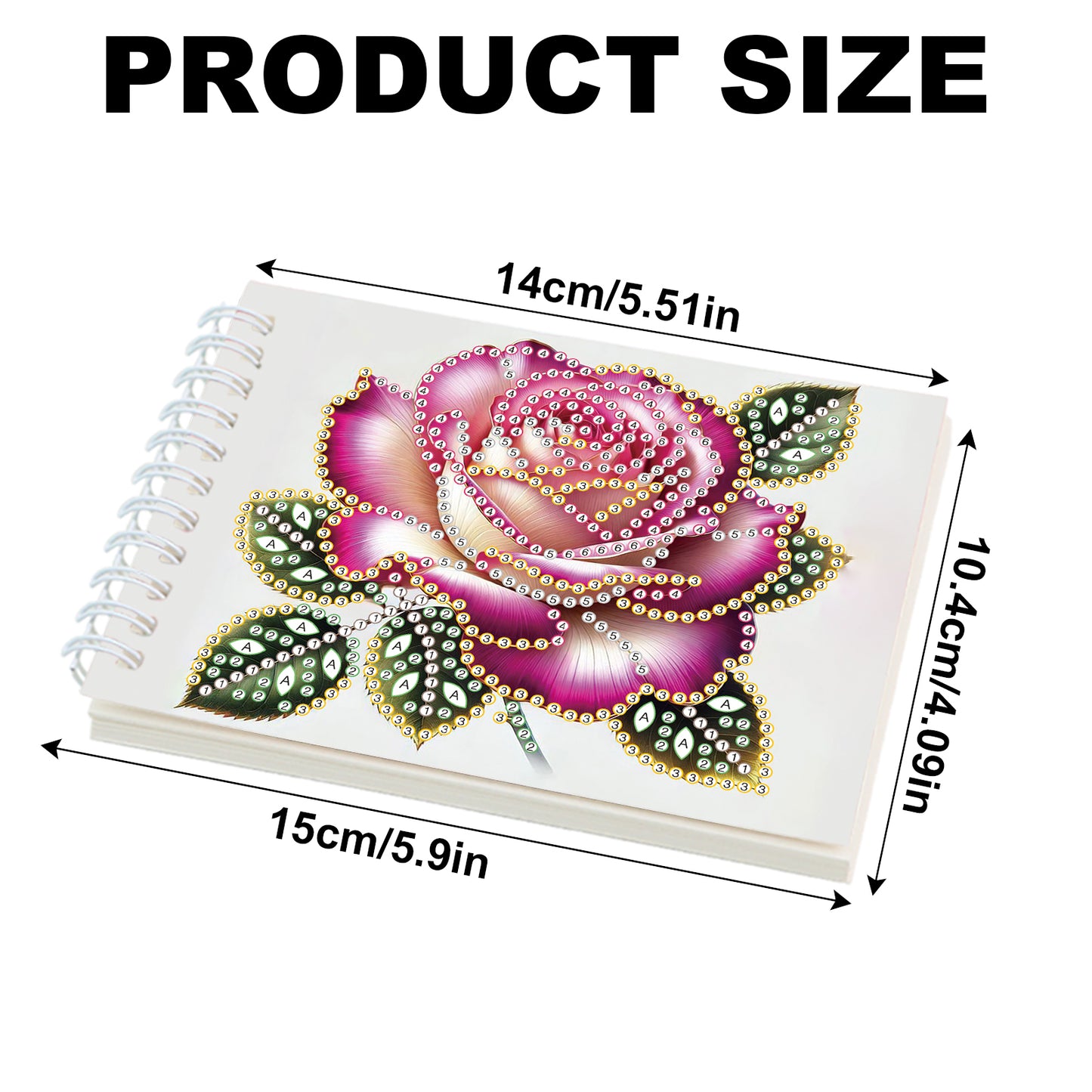 2 Pack Rose DIY Diamond Art Spiral Notebook Kit 80Pages No Lines Gifts for Adult