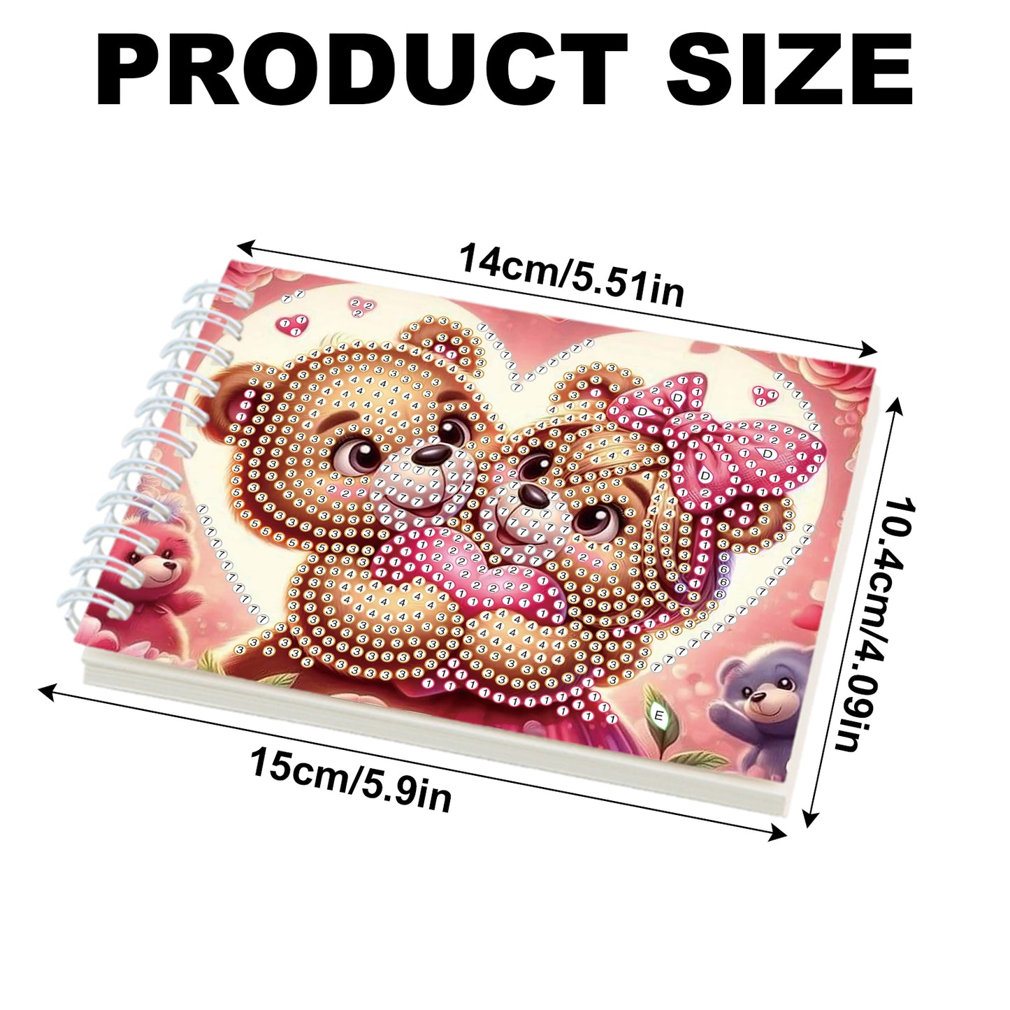 2 Pack Love Bear DIY Diamond Art Spiral Notebook Kit 80Pages No Lines Gifts