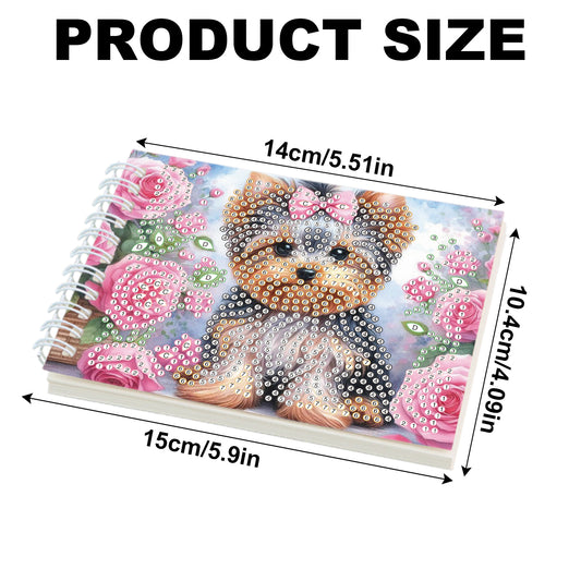 2 Pack Flower Puppy DIY Diamond Art Spiral Notebook Kit 80Pages No Lines Gifts