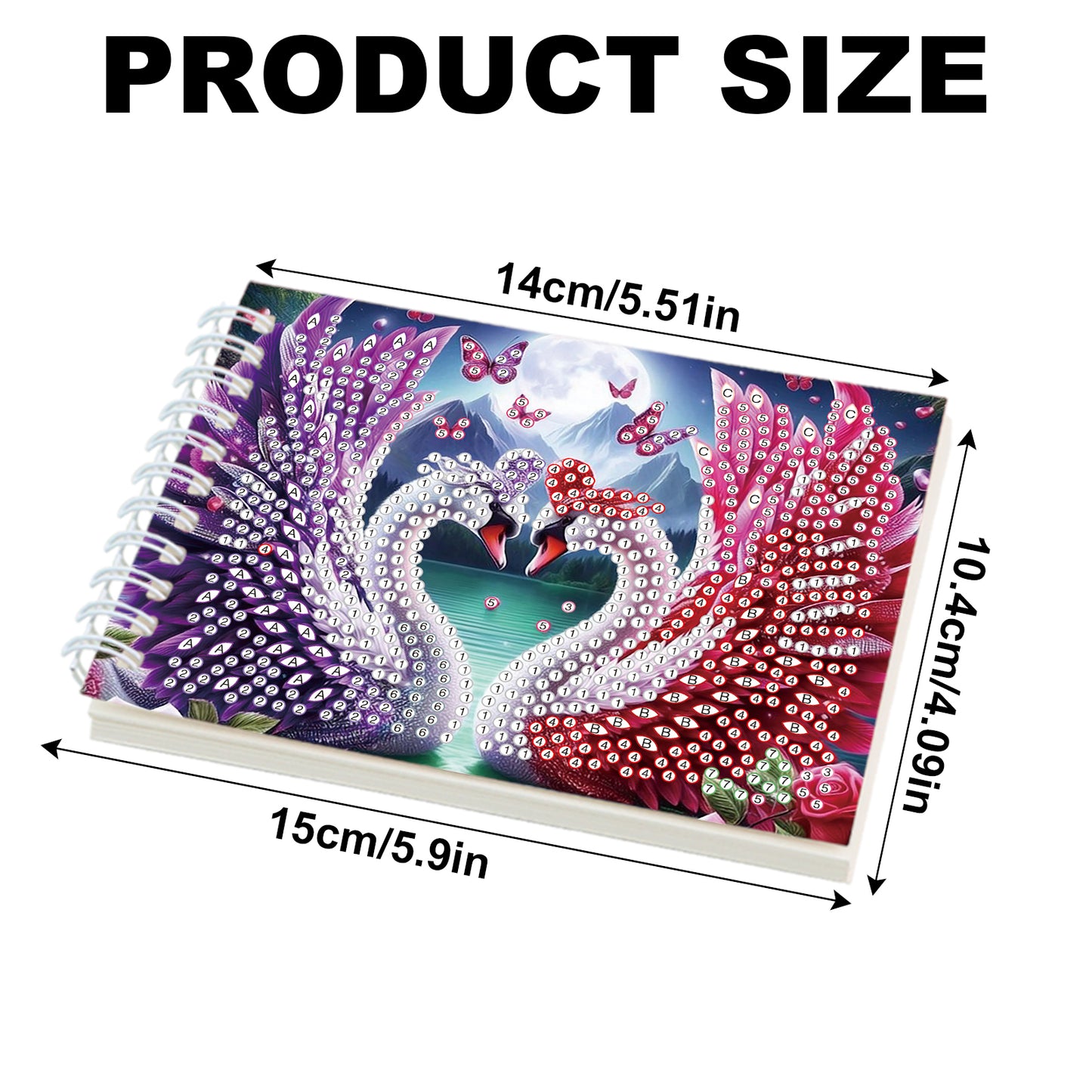 2 Pack Swan DIY Diamond Art Spiral Notebook Kit 80Pages No Lines Gifts for Adult