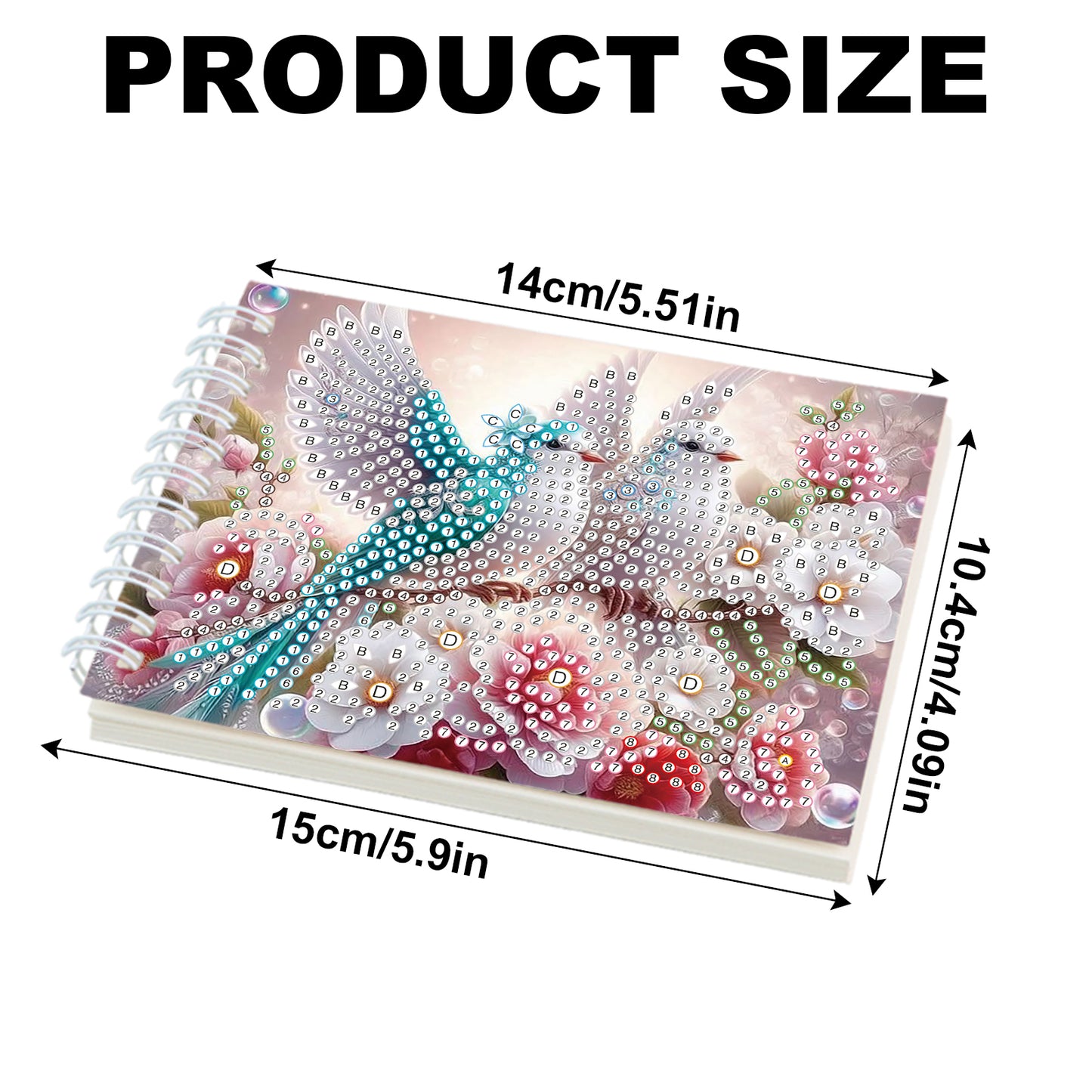 2 Pack Dove Bluebird DIY Diamond Art Spiral Notebook Kit 80Pages No Lines Gifts