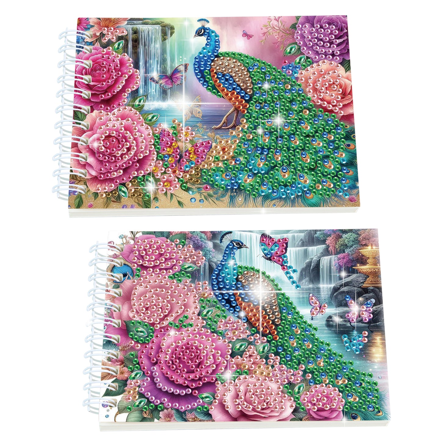 2 Pack Peacock DIY Diamond Art Spiral Notebook Kit 80Pages No Lines for Adults