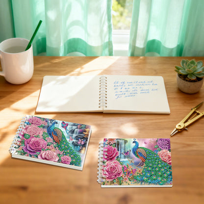 2 Pack Peacock DIY Diamond Art Spiral Notebook Kit 80Pages No Lines for Adults