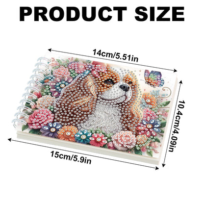 2 Pack Flower Dog DIY Diamond Art Spiral Notebook Kit 80Pages No Lines Gifts