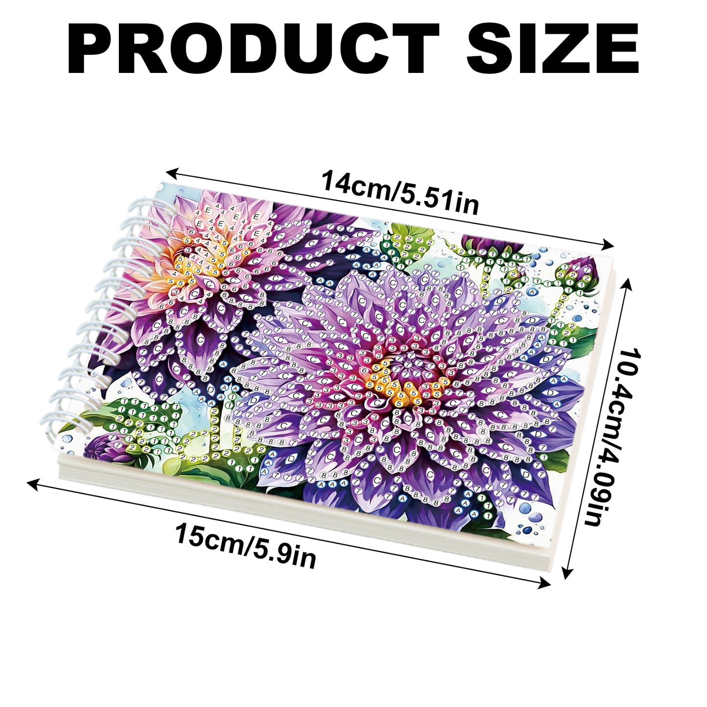 2 Pack Purple Gerbera DIY Diamond Art Spiral Notebook Kit 80Pages No Lines Gifts