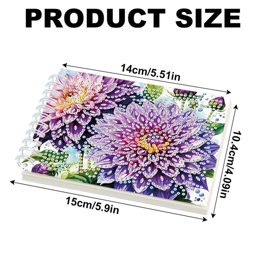 2 Pack Purple Gerbera DIY Diamond Art Spiral Notebook Kit 80Pages No Lines Gifts