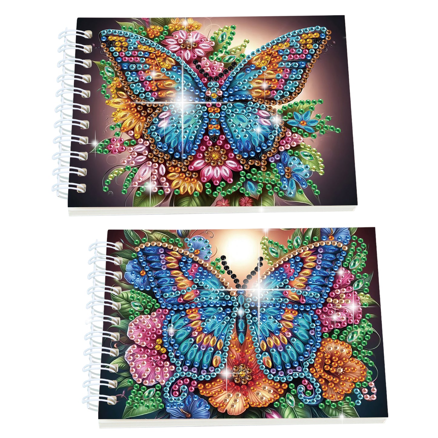 2 Pack Butterfly DIY Diamond Art Spiral Notebook Kit 80Pages No Lines Gifts