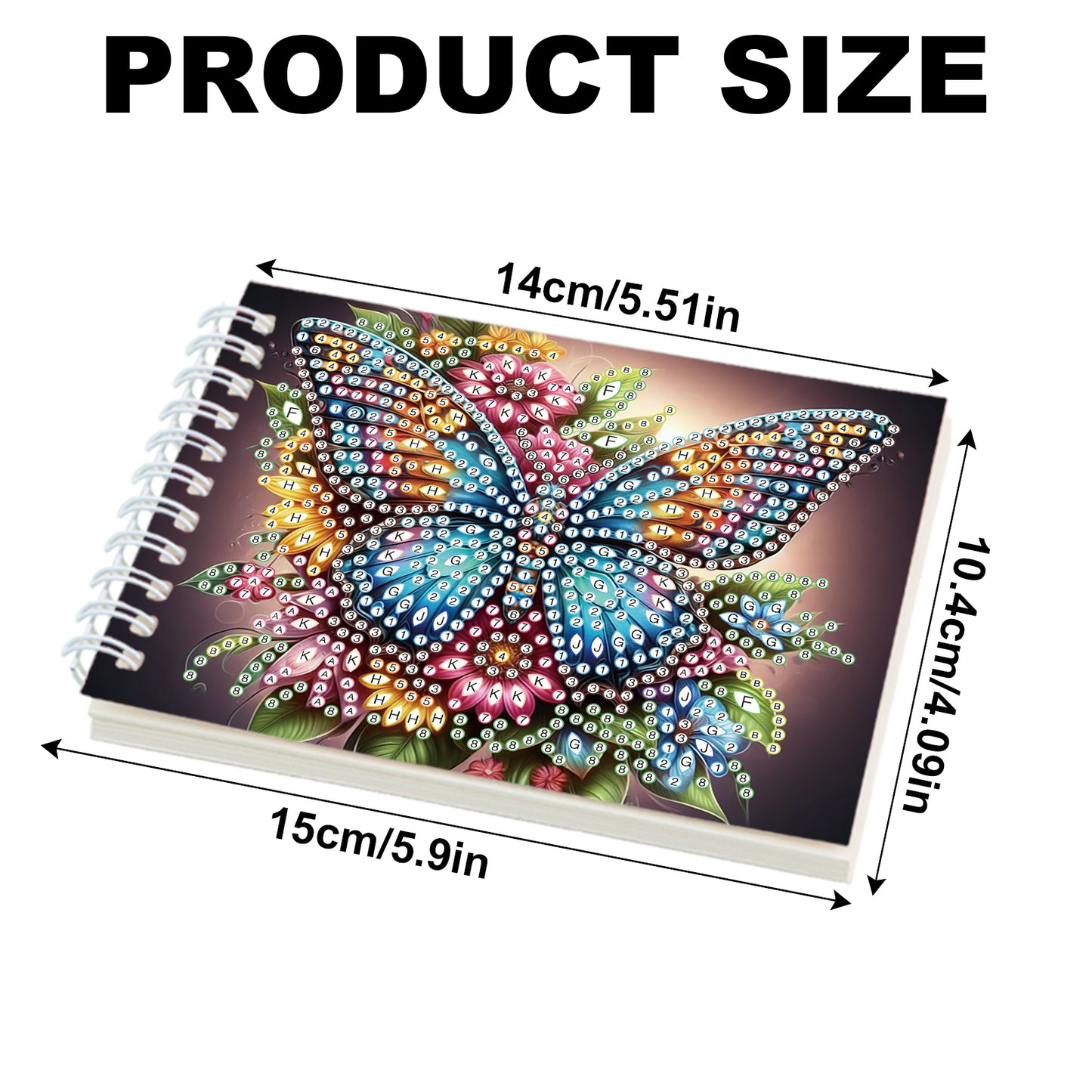 2 Pack Butterfly DIY Diamond Art Spiral Notebook Kit 80Pages No Lines Gifts