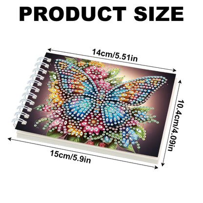 2 Pack Butterfly DIY Diamond Art Spiral Notebook Kit 80Pages No Lines Gifts