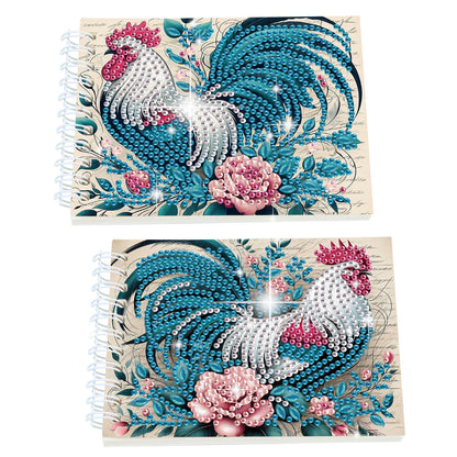2 Pack Rooster DIY Diamond Art Spiral Notebook Kit 80Pages No Lines for Adults