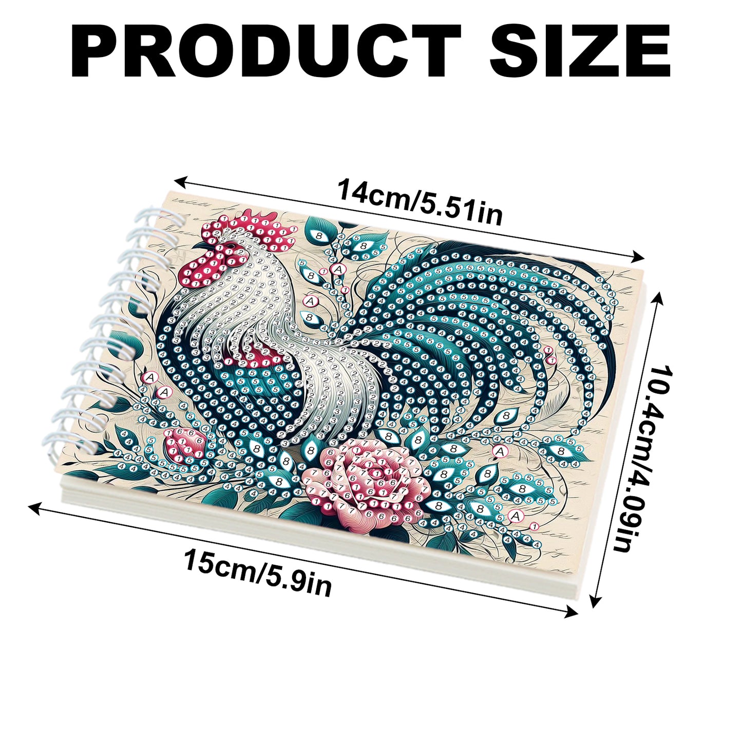 2 Pack Rooster DIY Diamond Art Spiral Notebook Kit 80Pages No Lines for Adults