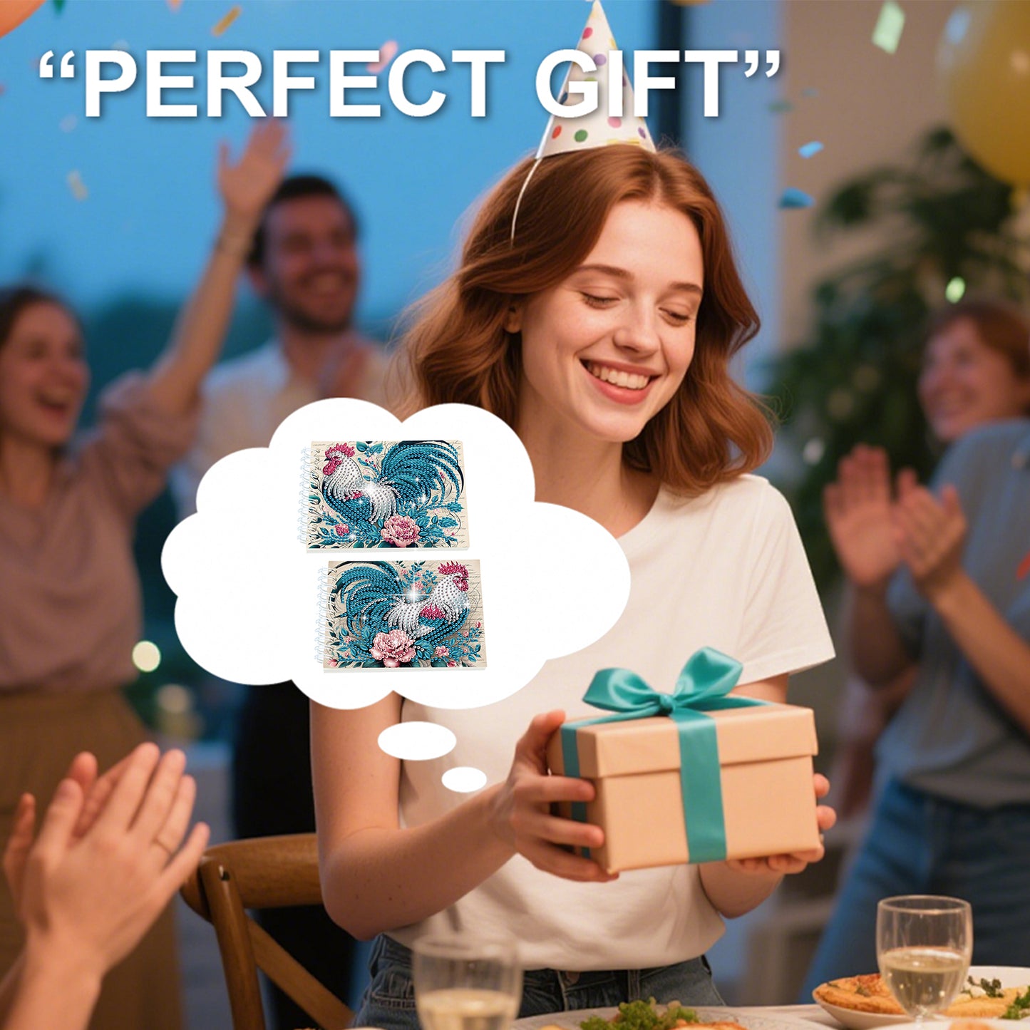 2 Pack Rooster DIY Diamond Art Spiral Notebook Kit 80Pages No Lines for Adults