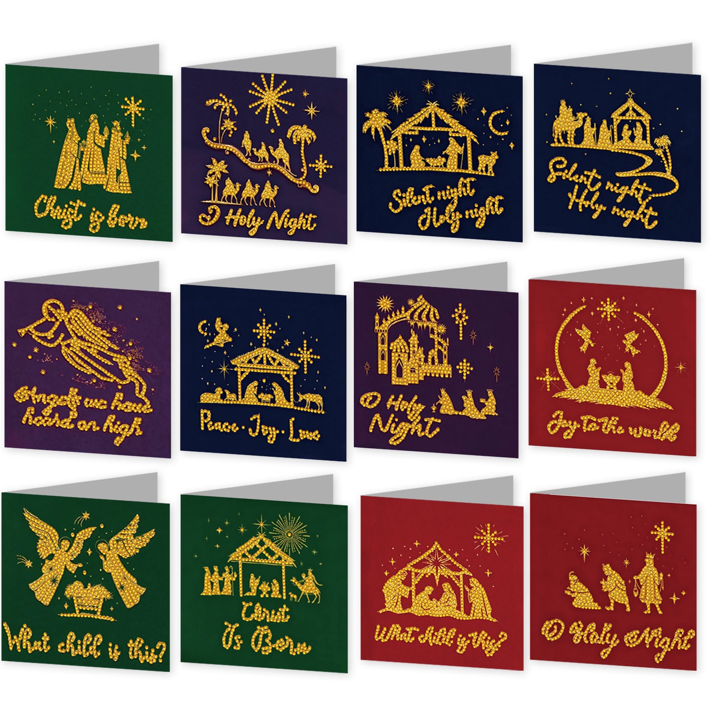 12pcs Faith Theme DIY Diamond Art Greeting Cards with Envelope for Birthday Gift