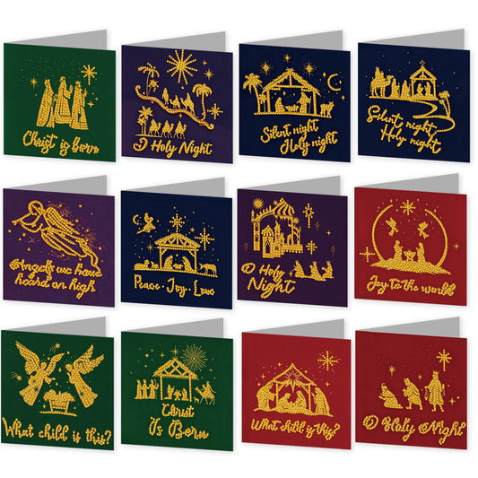 12pcs Faith Theme DIY Diamond Art Greeting Cards with Envelope for Birthday Gift