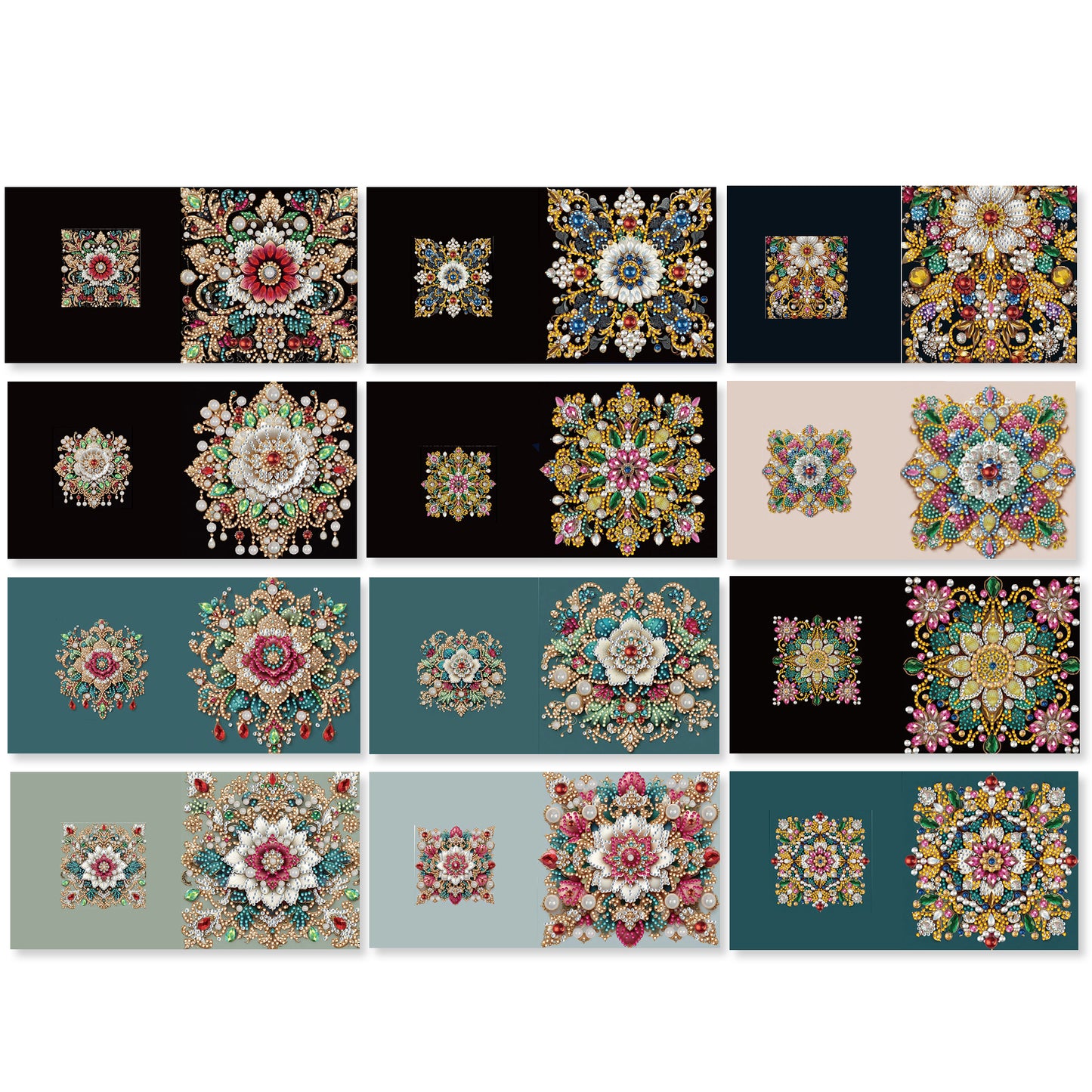 12pcs Mandala Theme DIY Diamond Art Greeting Cards with Envelope for Birthday
