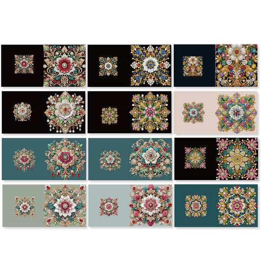 12pcs Mandala Theme DIY Diamond Art Greeting Cards with Envelope for Birthday