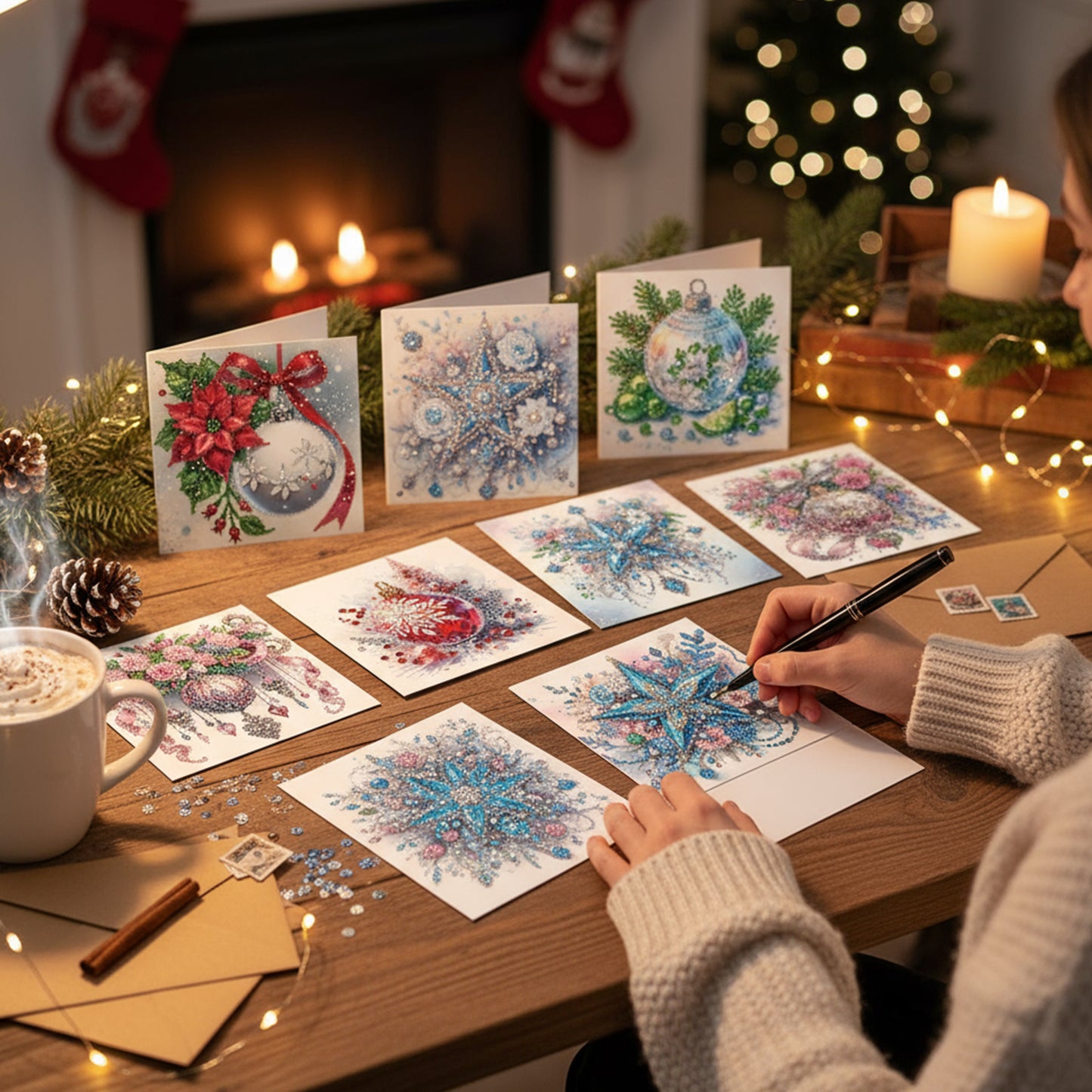 12pcs Decoration Theme DIY Diamond Art Greeting Cards with Envelope for Birthday