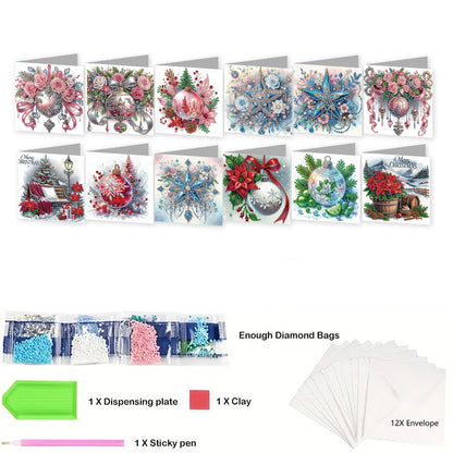 12pcs Decoration Theme DIY Diamond Art Greeting Cards with Envelope for Birthday