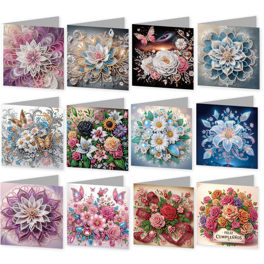 12pcs Butterfly Theme DIY Diamond Art Greeting Cards with Envelope for Birthday