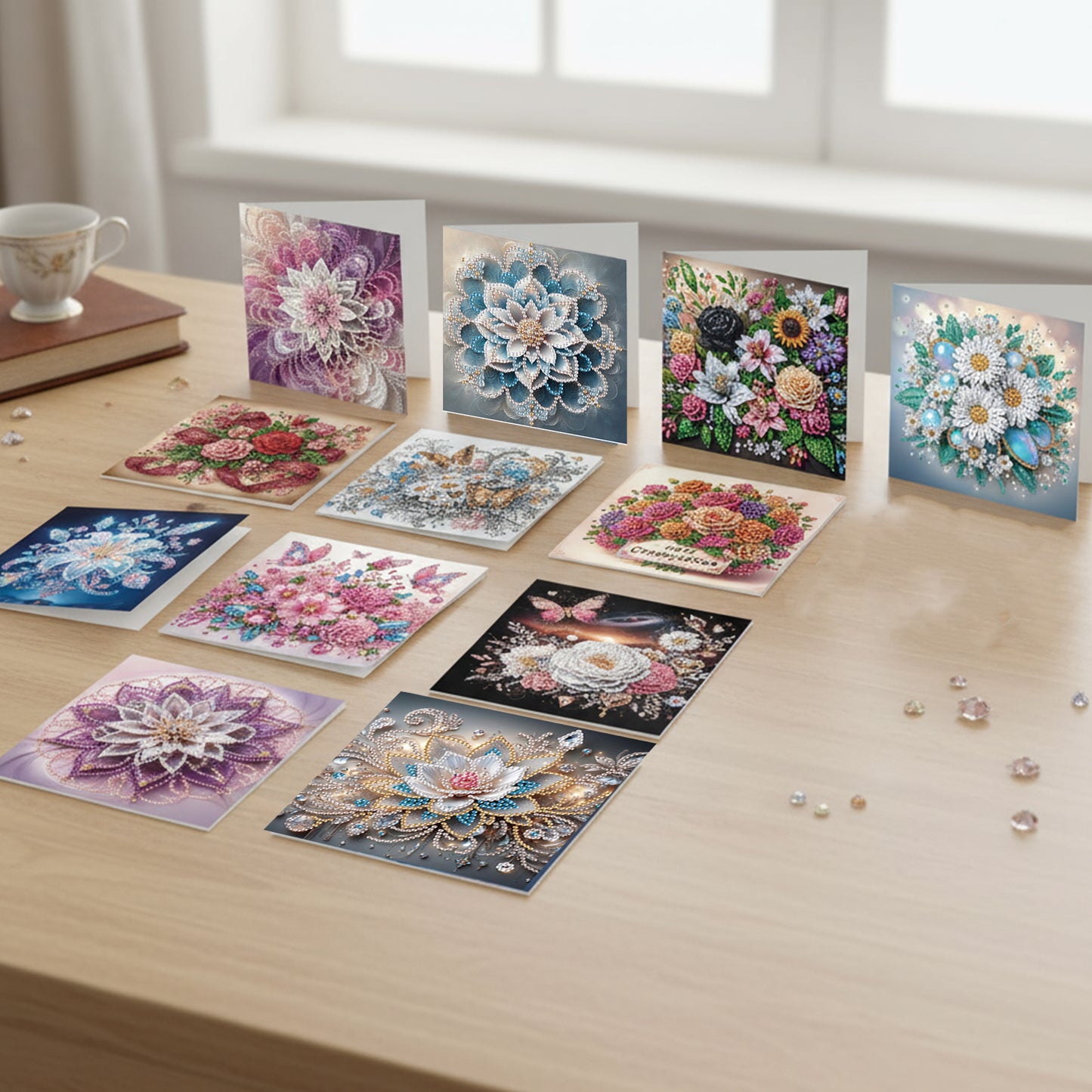 12pcs Butterfly Theme DIY Diamond Art Greeting Cards with Envelope for Birthday