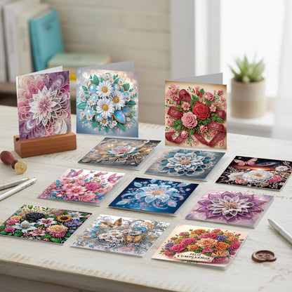 12pcs Butterfly Theme DIY Diamond Art Greeting Cards with Envelope for Birthday