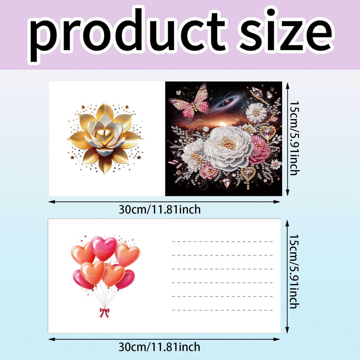 12pcs Butterfly Theme DIY Diamond Art Greeting Cards with Envelope for Birthday