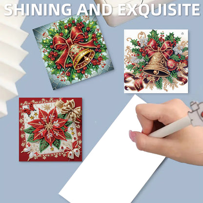 12Pcs Xmas Bell DIY Diamond Painting Greeting Cards for Adult Holiday Gifts