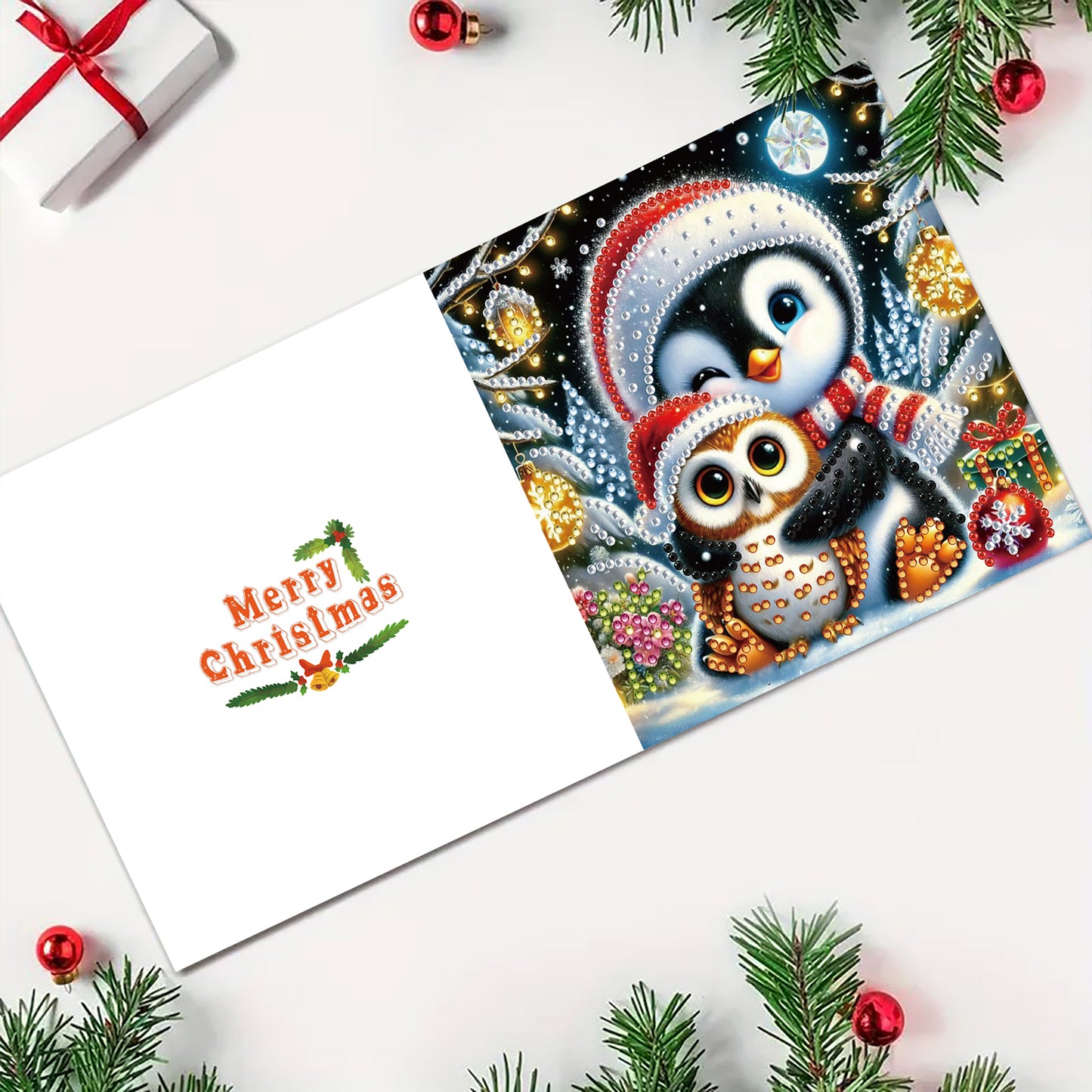 12Pcs Xmas Animal DIY Diamond Painting Greeting Cards for Adult Holiday Gifts