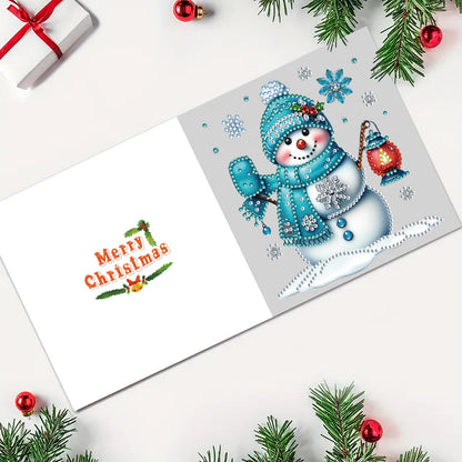 12Pcs Xmas Snowman DIY Diamond Painting Greeting Cards for Adult Holiday Gifts