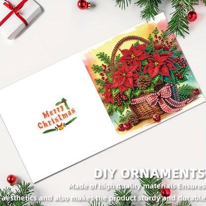 12Pcs Xmas Flower DIY Diamond Painting Greeting Cards for Adult Holiday Gifts