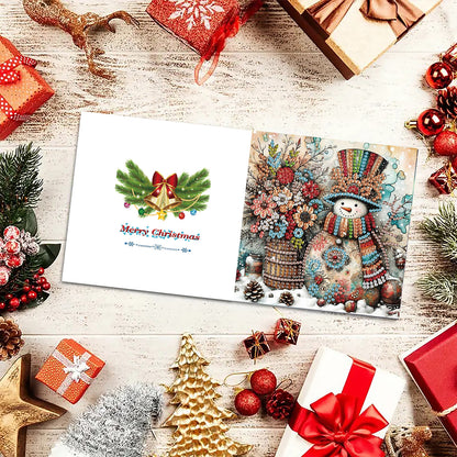 12Pcs Christmas Snowman DIY Diamond Painting Greeting Cards for Adults Gifts