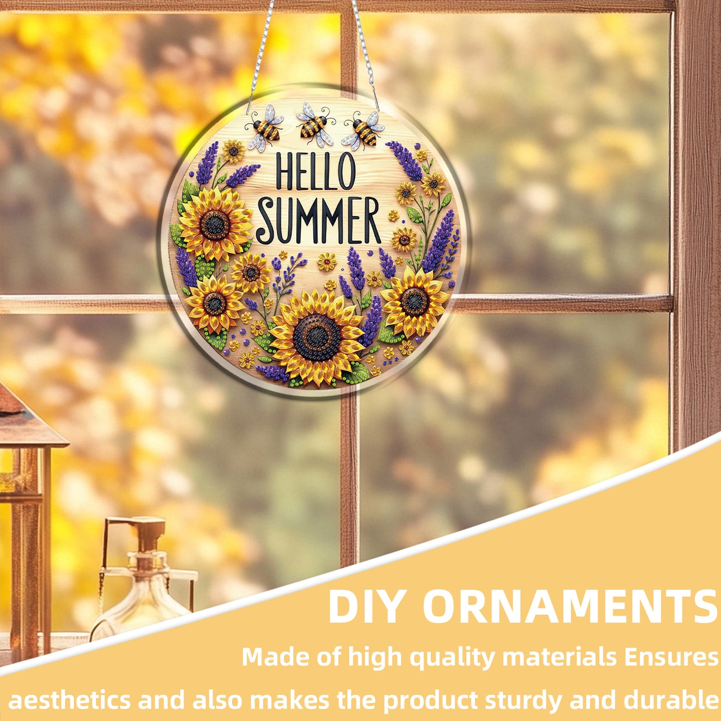 Bee 2D Flat DIY Acrylic Diamond Painting Pendants Crafts Kit Home Wall Decor